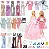 19 Stück Puppe Kleidung und Zubehör für Enthalten 1 Abendkleider 2 Tops und Hosen Casual Outfits 1 Fashion Set 2 Kleider 6 Zubehör 7 Schuhe für 11,5 Zoll Mädchen Puppen Random