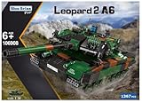 BlueBrixx Pro 106908 – Kampfpanzer Leopard 2 A6, Bundeswehr aus Klemmbausteinen mit 1367 Bauelementen