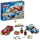 LEGO 60242 City Festnahme auf der Autobahn, Kinderspielzeug mit Polizei-Auto ab 5 Jahre, mit 2 Spielzeugautos, ideal als kleines Geschenk für Kinder