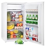 Upstreman 91L Kühlschrank mit Gefrierfach (1 Stern Gefrierung),Kleiner Kühlschrank mit Gemüsefach und Eierhalter, Mini-Kühlschrank für Wohnheim, Büro, Schlafzimmer, Weiß-BR321