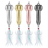 4 Stück Angelköder mit Drillinge Angelhaken, Spoons Forelle, Angelzubehör-Set Geeignet zum Blinker Angeln und Spinner Angeln, Lustige Angelr Geschenke für Angler Männer zum Valentinstag und Geburtstag