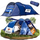 trailvista® Cevedale Zelt 4 Personen Wasserdicht, leicht, kompakt & schnell aufbaubare Zelte, Camping Zelt mit Vorzelt - Tent, Familienzelt, Tunnelzelt 4 Personen Zelt, 4 Mann Zelt wasserdicht