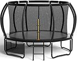 Flamaker Trampolin Outdoor Kinder, Gartentrampolin Ø 366/427cm mit Netz, Bodenanker, Stabile Rahmenkonstruktion, Wetterfest und rostfrei, Outdoor Trampolin für Kinder & Erwachsene Belastbarkeit 160kg