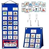 KIKIGOAL Kalender Kinder, Autismus Kinder Kalender Visueller Zeitplan mit 70-Stück deutsche Routine Karten und Klettverschluss Punkte, Vision Board Wochenplaner Routine Zeitplan Karten für Home School