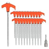 BOOSHMall 20x Schraubheringe, Robuste Stahl-Heringe, Heringe Erdnägel Stabil für Camping und Outdoor, Sturmsichere Erdnagel für Harten Boden,Wald, Wiesen, Gras