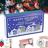 Weihnachtlicher Kreuzstich-Adventskalender, 2025 Weihnachts-Countdown-Stickset, 24 Tage Countdown-Adventskalender, Weihnachts-Adventskalender, Kreuzstichmuster für Anfänger und Bastelliebhaber (blau)