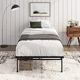 Zinus Justin Bett 100x200 cm - Höhe 36 cm mit Stauraum unter dem Bett - Metallplattformbettrahmen - Schwarz, Schwarze