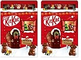 NESTLÉ KITKAT Adventskalender Schokolade mit 3D-Effekt, Weihnachtskalender mit 24 Schokoladenfiguren und Kugeln mit Knusperstückchen, 2er Pack (1 x 208g)