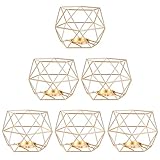 CYEER 6 Stück Geometrische Teelichthalter Gold, Metall Kerzenhalter Gold, Geometrische Kerzenhalter, Fünfeckige Modern Dekorative Kerzenleuchter, Kerzenhalter Modern Gold für Hochzeiten, Wohnräume