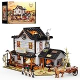 Lumibricks Western-Schmiede Bausatz 2042 Teile – LED-Licht & Schmiedefeuer-Effekt, Vintage-Western-Gebäudemodell, Geschenkidee & Sammlerstück für Erwachsene, Immersives Ausstellungsset