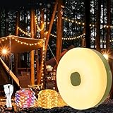 KEWUZY Camping Lichterkette Aufrollbar - 10m Aufrollbare Lichterkette Wasserdicht Usb Aufladung Mit 8 Beleuchtungsmodi Akku Für Camping, Wandern Und Hofdeko
