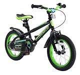 BIKESTAR Kinderfahrrad 14 Zoll für Mädchen und Jungen ab 4 Jahre | Kinderrad Urban Jungle | Fahrrad für Kinder Schwarz & Grün | Risikofrei Testen