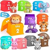 Oriate Montessori Spielzeug ab 1 Jahr, Motorikspielzeug Safari Tiere Figuren mit Zoo Kinder Lernspielzeug ab 1 2 3 jahre, Fingerpuppen Sortieren Lehrerbedarf Adventskalender Spielzeug ab 1-3 4-6 Jahre