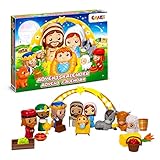 CRAZE Adventskalender Kinder - Weihnachtskrippe Krippenspiel - Spielkrippe Kinder mit Spielfiguren Set, Spielzeug Adventskalender ab 3 Jahre