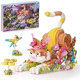 IKUPER Creator 3in1 Blumen Katze Bausteine Set, Friends Tiere Figuren mit Blume und Pflanze, Home und Zimmer-Deko, Weihnachten Ostern Ideen Geschenk für Mädchen ab 10 Jahren (1038 Stück)