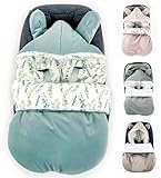 Fußsack für Babyschale Ganzjährig Frühling Herbst Babyfußsack warm Boucle, Übergang Einschlagdecke Babyschale Baby Kinderwagen universal 3-Punkt Eukalyptus