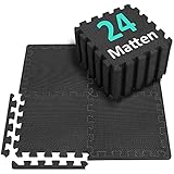 Bodenschutzmatte Fitness Set [31x31cm], 24/36/48 Puzzlematte, Eva Sportmatte Fitnessmatte rutschfest, Bodenmatte für Fitnessraum&Fitnessgerät, Fallschutzmatten Outdoor