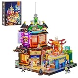 FUNWHOLE Cyberpunk Japanisches Izakaya Licht-Baustein Set – 1987 Teile Modularer Cyberpunk Neon-Stadt Zukunfts-Pub Japanische Straßenszene LED-Licht Modellset für Erwachsene und Sci-Fi-Fans