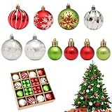 YBCCBY 44 Stück Weihnachtskugeln Rot Grün Silber Christbaumkugeln Kunststoff Weihnachtsbaumkugeln Bunt weihnachtsschmuck Kugeln Christbaumschmuck 6CM/3CM Tannenbaumkugeln Plastikkugeln für Dekor