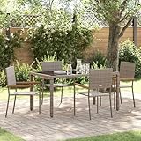 WDGJJFECNMUEHI Garten Essgruppe 5 pcs Grau Poly-Rattan Set mit Sicherheitsglas Tisch, modernes Outdoor Esstischgarnitur für Terrasse Garten Balkon, wetterfest langlebig