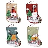 Ailvor Nikolausstrumpf, 4er Set Weihnachtsstrumpf, Nikolausstiefel zum Befüllen, Nikolaussocke Personalisiert für Kamin, Weihnachtsbaum, Wand, Treppe Weihnachtsdeko