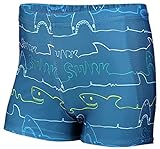 Aquarti Jungen Badehose Gestreift mit Motiven, Farbe: Haie/Jeans, Größe: 134