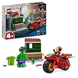 LEGO Marvel Iron Man mit Bike und der Hulk, Superhelden-Bauspielzeug für Kinder, Spielset zum Sammeln mit Bike und Minifiguren, Geschenk für Mädchen und Jungen ab 4 Jahren 76287