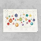 PremiumLine Adventskalenderkarte, 5 Stück inkl. Briefumschlag | Adventskalender Karten mit Türchen | umweltfreundlicher Naturkarton, 11,5 x 17cm | Skorpion Weihnachtskarten