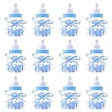 MaoXinTek Süßigkeiten Flasche Wiederverwendbar Candy Flaschen Geschenkbox Baby Candy BoxFavors Dekorationfür Babydusche Party Taufe 12 Stück Blau