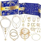 iZoeL Adventskalender Schmuck Frauen Mädchen 2024 Weihnachtskalender 24 tolle Mode Schmuckkalender Weihnachten Kalender Halskette Armband Ringe Ohrringe