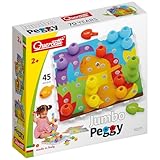 Quercetti Jumbo Peggy Montessori Spielzeug ab 2 Jahre, Mosaik Bastelset, 36 große Nägel und 9 Einsteckplatten, Kinderspielzeug für Kinder Lernspiele ab 3 Jahre