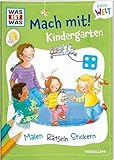 WAS IST WAS Meine Welt Mach mit! Kindergarten | Malen, Rätseln und Stickern für Kinder ab 3 Jahren | Mit fröhlichen Illustrationen und bunten Auklebern