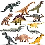 Prextex Groß Dinosaurier-Figuren aus Kunststoff Realistische Optik, Verschiedene Figuren (25 cm Groß), 12 Stück Dinosaurier Set