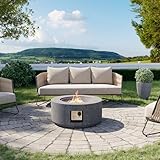 Cosiest Propangas-Feuerstelle für den Außenbereich, 71,1 cm, runde Gas-Feuerstellen für den Außenbereich, Terrasse, Zertifiziert, 50.000 BTU Betonsockel mit Regenschutz, kostenlose Lavasteine