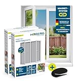HOBERG Insektenschutzgitter mit Magnetbefestigung | Fliegengitter Fenster | zuschneidbares Moskitonetz bis 150 x 130 cm | 16 Magnete | Insektenschutz Fenster ohne Bohren | 2er-Set