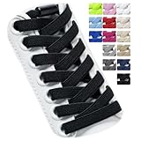 Puzeam 2 Paar Elastische Schnürsenkel, flach, mit Metallkapsel - Schuhbänder ohne binden für Kinder Erwachsene Schuhe, GummiSchürsenkel Schwarz 120