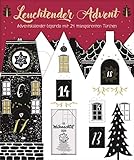 Leuchtender Advent: Adventskalender-Leporello mit 24 transparenten Türchen | Adventskalender zum Aufstellen