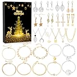 Schmuck Adventskalender 2024, Weihnachtskalender 24 Mode Schmuckkalender Schmuck Set, Countdown Kalender Weihnachten Geschenke für Frauen Teenager Mädchen Ohrringe Armband Halskette