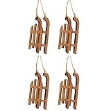 4 x Dekoschlitten aus Holz - L 9 cm - Holzschlitten klein zur Deko - Baumschmuck - Baumhänger Weihnachten - Deko Schlitten aus Holz Farbe Braun