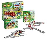 LEGO Duplo Dampfeisenbahn Set: ab 2 Jahren, 10874 Dampfeisenbahn + 10872 Eisenbahnbrücke mit Schienen + 10882 Schienenset