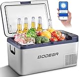 BODEGA Kompressor Kühlbox 20 Liter, Auto Kühlschrank, 12/24V für Auto, Lkw, Camping, Elektrische Kühlbox mit WIFI-APP-Steuerung, LED-Touch-Steuerung (Navy blau)