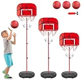 JOTOL Basketballkorb Outdoor für Kinder,Inkl.2X Netze,3X Basketball,Pumpe & Installationstools,50–150cm Höhenverstellbarer Basketballständer,Basketballanlage für Hinterhof/Innenbereich