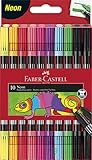 FABER-CASTELL 151109 - Filzstifte Set Neon, 10 Doppelfasermaler für Kinder und Erwachsene