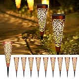 Bonsery Solarlampen für Außen Garten 10 Stück, Solarleuchten für Außen Vintage, IP65 Rostfrei Wegeleuchten Garten Deko, Solar Gartenleuchten für Balkon Weihnachten, Geschenke für Frauen Mama