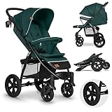 LIONELO Annet Tour Kinderwagen bis 22 kg, verstellbarer Griff, zusammenklappbar, verstellbare Rückenlehne bis zur Liegeposition, wartungsfreie Räder, XXL-Verdeck, 5-Punkt-Gurt, Einkaufskorb