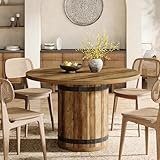Tribesigns Runder Esstisch, 100 cm Küchentisch für Esszimmer und Wohnzimmer, Esstisch im Landhausstil für 4 Personen mit Holzfuß im Zaunstil (nur Tisch)