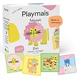 Playmais Mosaic Zoo | 2300 Teile | Bastelset | natürliches Spielzeug | inkl. Schwämmchen, 6 Motiv-Vorlagen | vegan, verantwortungsvoll & sicher für Kinder & Umwelt | ab 3 Jahren