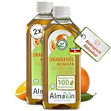 AlmaWin® Orangenölreiniger ÖKO 2x500ml ideal als starker Allesreiniger & Fettlöser – Veganes Orangenreiniger Konzentrat in recycelter Flasche – Orangenöl Reiniger