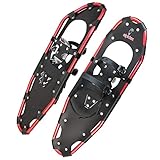 ALPIDEX Schneeschuhe Aluminium Rahmen Damen Herren ab Schuhgröße 36 bis 135 kg Ratschenbindung Tragetasche, Farbe:Black/Red 30