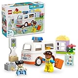 LEGO DUPLO Rettungswagen mit Fahrer, Lernspielzeug für fantasievolle Kleinkinder ab 2 Jahren, Rollenspiele, fördert logisches Denkvermögen und Fingerfertigkeit, Fahrzeug Bauset 10447